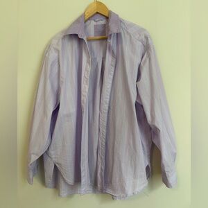 Aerie Oversized Boyfriend Long Sleeve Button Down Shirt Medium Striped Lilac